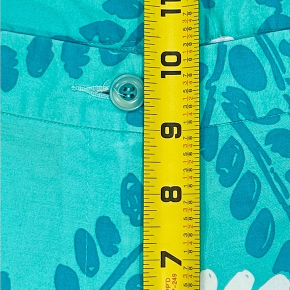 Lily Pulitzer Cotton Straight Leg Pants Palm Tree Print‎ Turquoise Size 10 - Picture 7 of 9